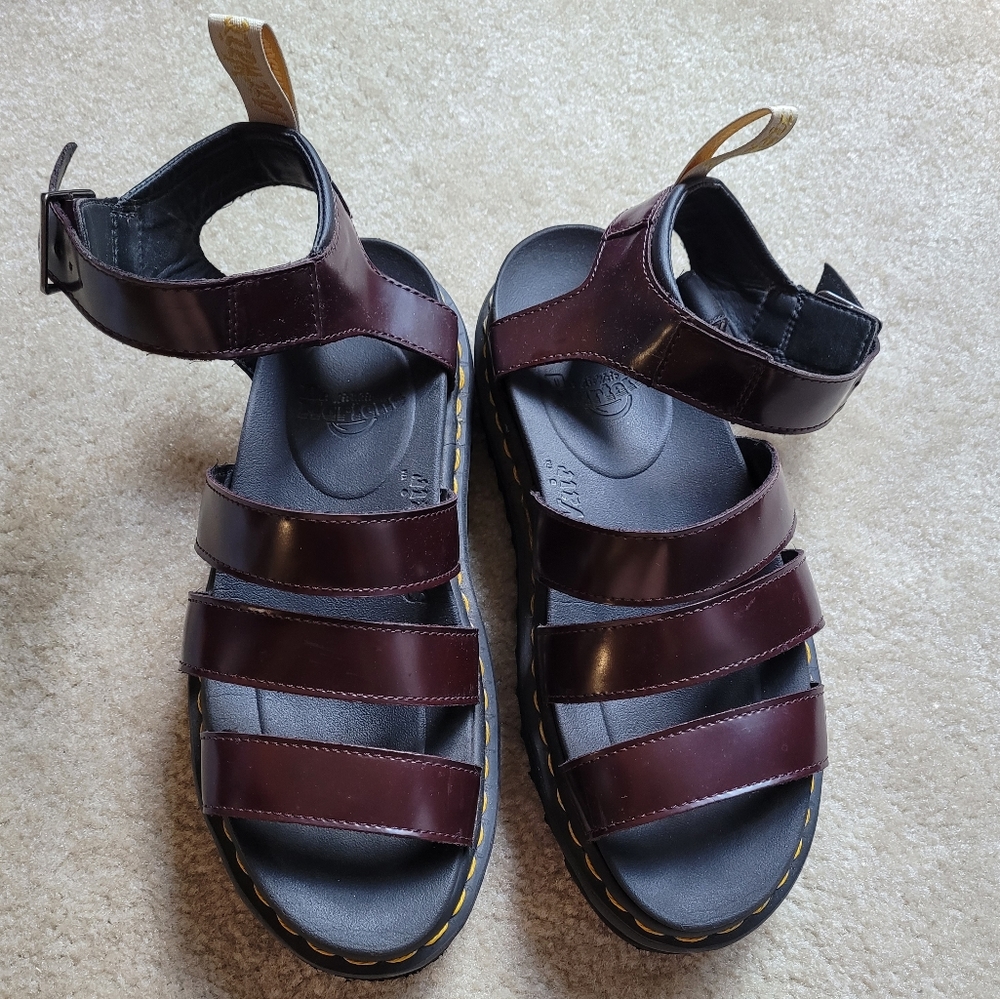 Burgundy vegan Blair Dr. Marten sandals
